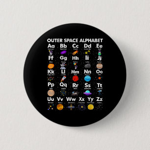 Outer Space Alphabet Astronomy Science Teacher Kid 6 Cm Round Badge