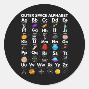 Outer Space Alphabet Astronomy Science Teacher Kid Classic Round Sticker