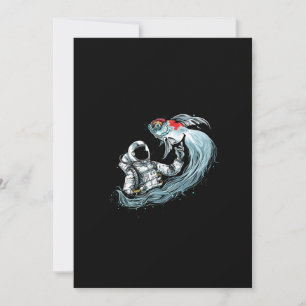 Outer space and astronaut with hand drawn gold fis save the date