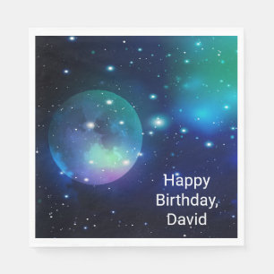 Outer Space and Stars Birthday Party Napkin