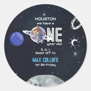 Outer Space Astronaut 1st Birthday Classic Round Sticker