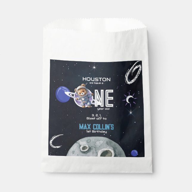Outer Space Astronaut 1st Birthday Favour Bags (Front)