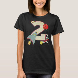 Outer Space Astronaut 2nd Birthday Boy 2 Year Old T-Shirt
