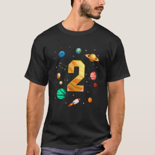 Outer Space Astronaut 2nd Birthday Boy 2 Year Old  T-Shirt