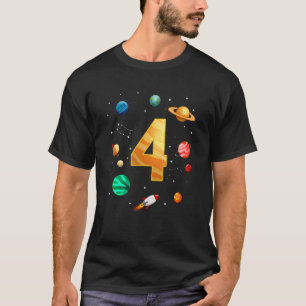 Outer Space Astronaut 4th Birthday Boy 4 Year Old  T-Shirt