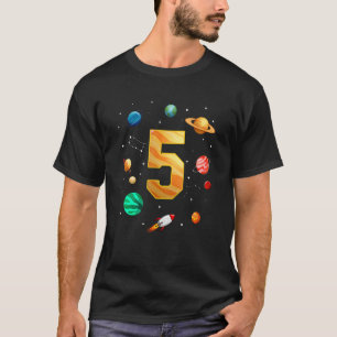 Outer Space Astronaut 5th Birthday Boy 5 Year Old T-Shirt