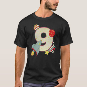 Outer Space Astronaut 9th Birthday Boy 9 Year Old T-Shirt