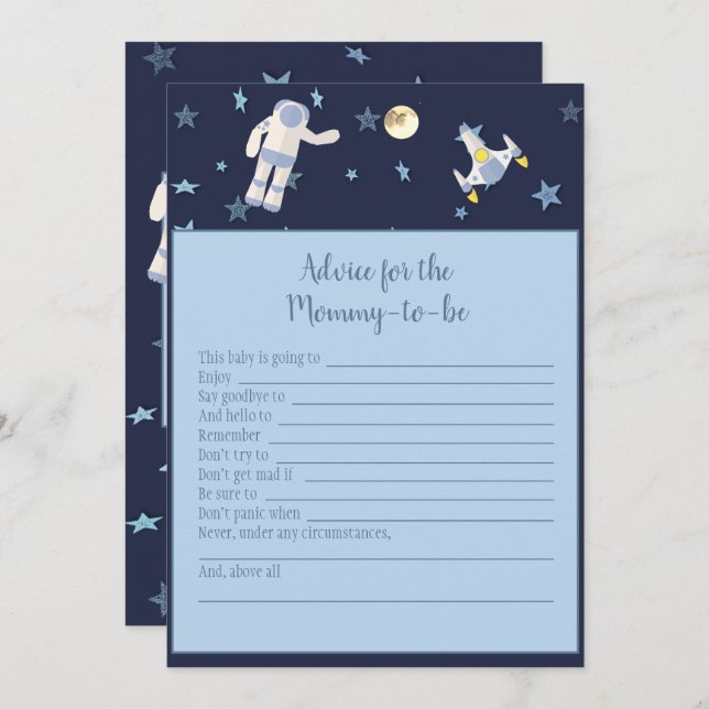 Outer Space Astronaut Advice For Mummy Baby Game Invitation (Front/Back)