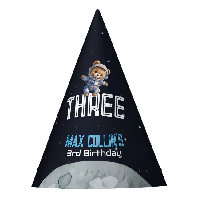 Outer Space Astronaut Any Age Birthday Party Hat (Front)