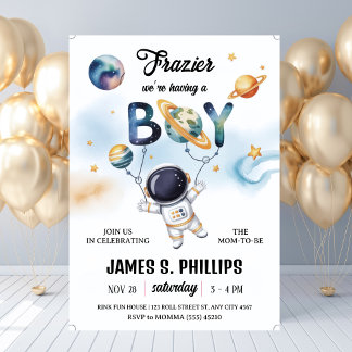Outer Space Astronaut Baby Shower Invitation
