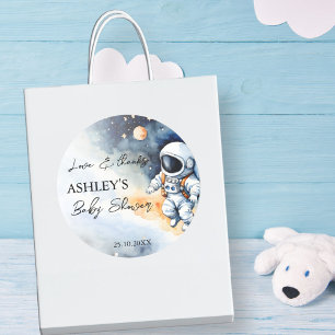 Outer space astronaut baby shower thank you favour classic round sticker