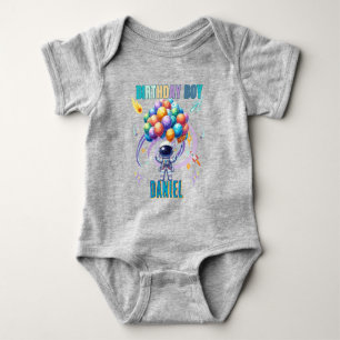 Outer Space Astronaut Birthday Boy  Baby Bodysuit