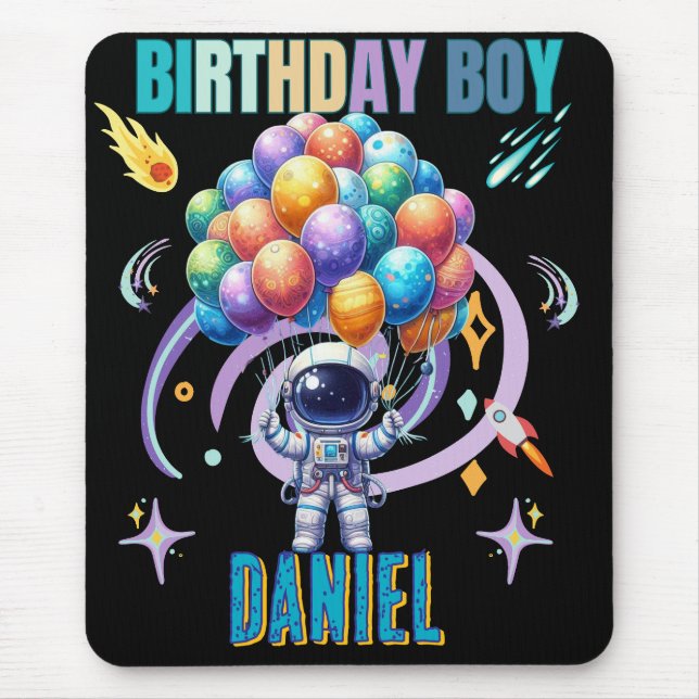 Outer Space Astronaut Birthday Boy  Mouse Mat (Front)