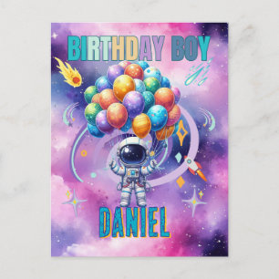 Outer Space Astronaut Birthday Boy  Postcard