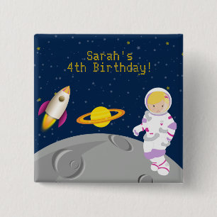 Outer Space Astronaut Birthday Button