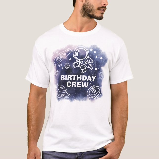 Outer Space Astronaut Birthday Crew Dad T-Shirt (Front)