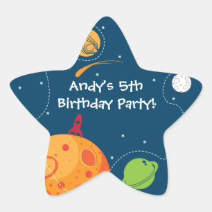 Outer Space Astronaut Birthday Favour Sticker