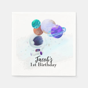 Outer Space Astronaut Birthday  Napkin