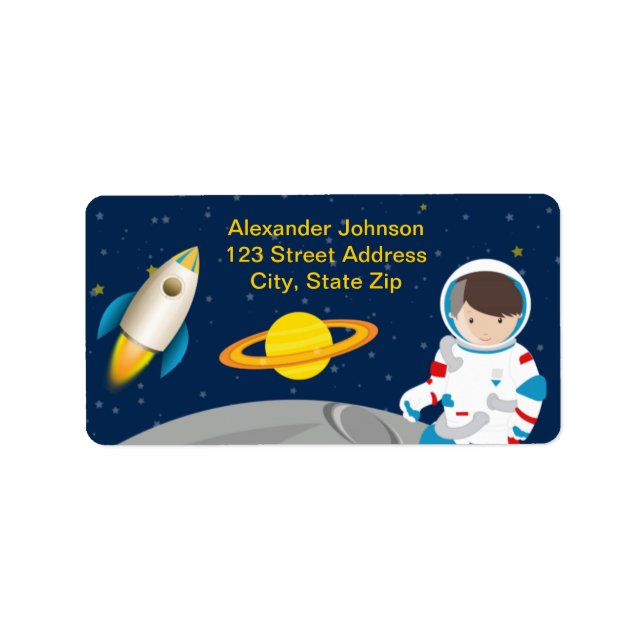 Outer Space Astronaut Birthday Party Address Label (Front)