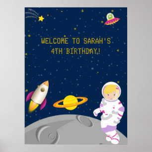 Outer Space Astronaut Birthday Poster