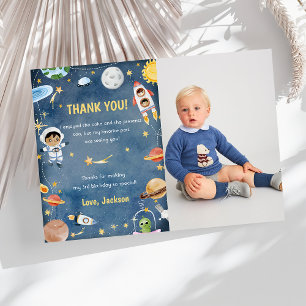 Outer Space Astronaut Birthday Thank You Card