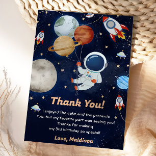 Outer Space Astronaut Birthday Thank You Card