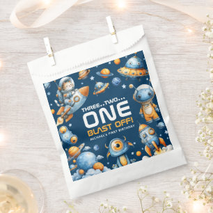 Outer Space Astronaut Cat Blast Off 1st Birthday Favour Bags