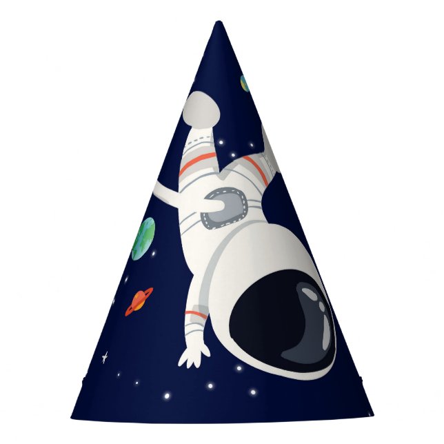 Outer Space Astronaut Galaxy Planets Sun Earth  Party Hat (Front)