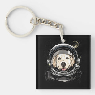 Outer Space Astronaut Golden Retriever Lover Pet D Key Ring