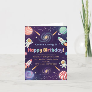 Outer Space Astronaut Kids Happy Birthday Party Invitation