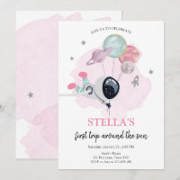 Outer Space Astronaut Orange Girl First Birthday