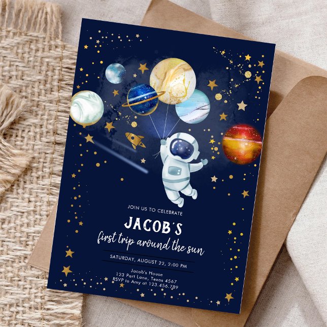 Outer Space Astronaut Planet Galaxy Birthday Invitation (Creator Uploaded)