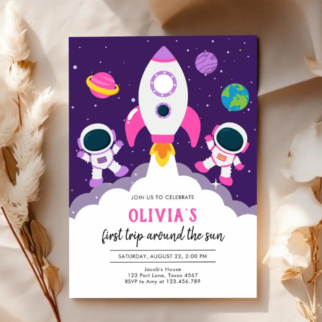 Outer Space Astronaut Planet Galaxy Birthday Invitation (Creator Uploaded)