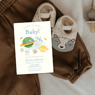 Outer Space Astronaut Spaceship Baby Shower Invitation