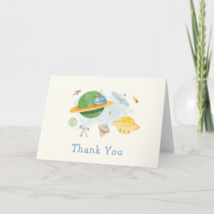 Outer Space Astronaut Spaceship Baby Shower  Thank You Card