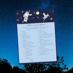 Outer Space Astronaut What's On Your Phone Game Invitation
