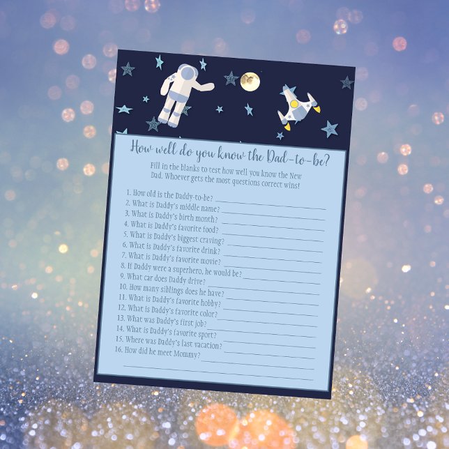 Outer Space Astronaut Who Knows Dad Best Baby Game Invitation (Creator Uploaded)