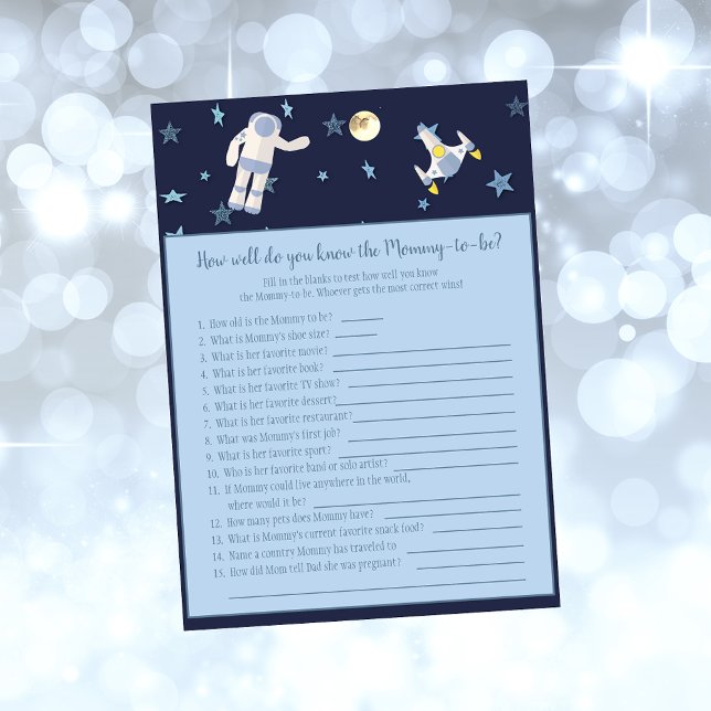 Outer Space Astronaut Who Knows Mummy Baby Game Invitation (Creator Uploaded)