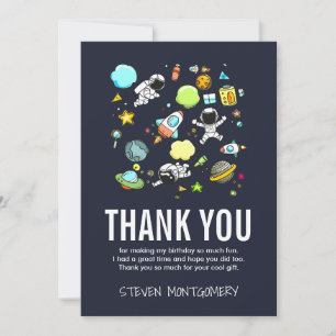 Outer Space Astronauts & Rockets Pattern Thank You Card