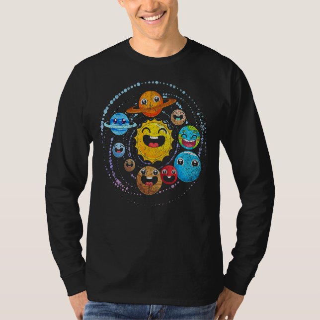 Outer Space Astronomer Science Cute Planets Astron T-Shirt (Front)