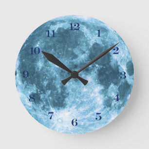 Outer Space Astronomy Astronaut Nursery Moon Round Clock