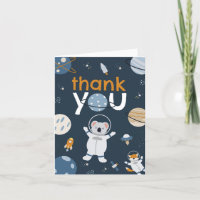 Outer Space Baby Boy Shower Thank You Card 