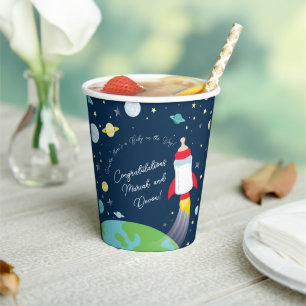 Outer Space Baby Shower Bottle Rocket Spaceship Paper Cups