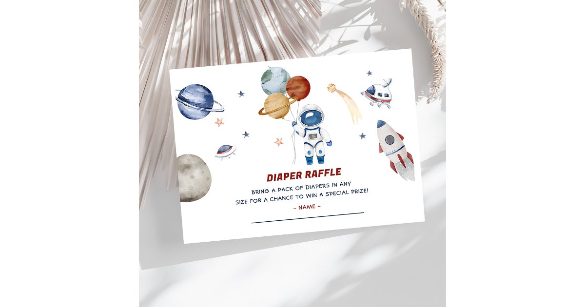 Space Theme Raffle Outer Space Baby Shower Diaper Raffle Ticket Encl Enclosure Card | Zazzle