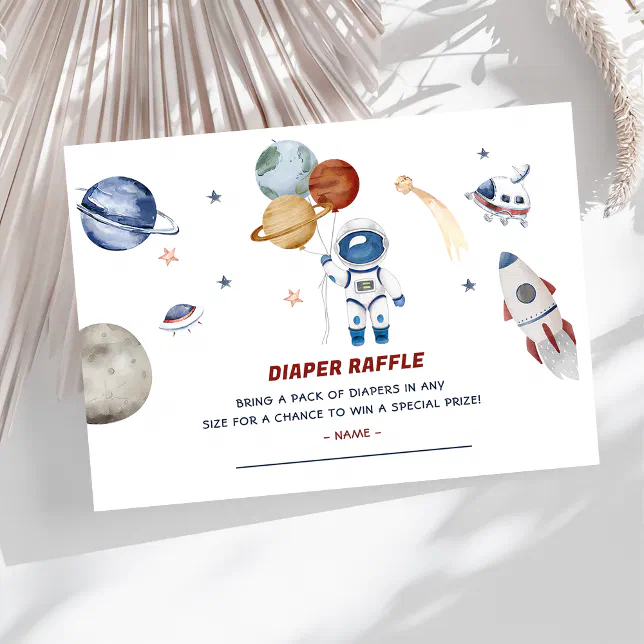 Space Theme Raffle Outer Space Baby Shower Diaper Raffle Ticket Encl Enclosure Card | Zazzle