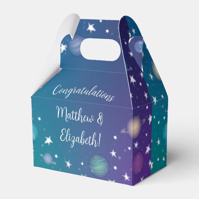 Outer Space Baby Shower Galaxy Favour Box (Front Side)