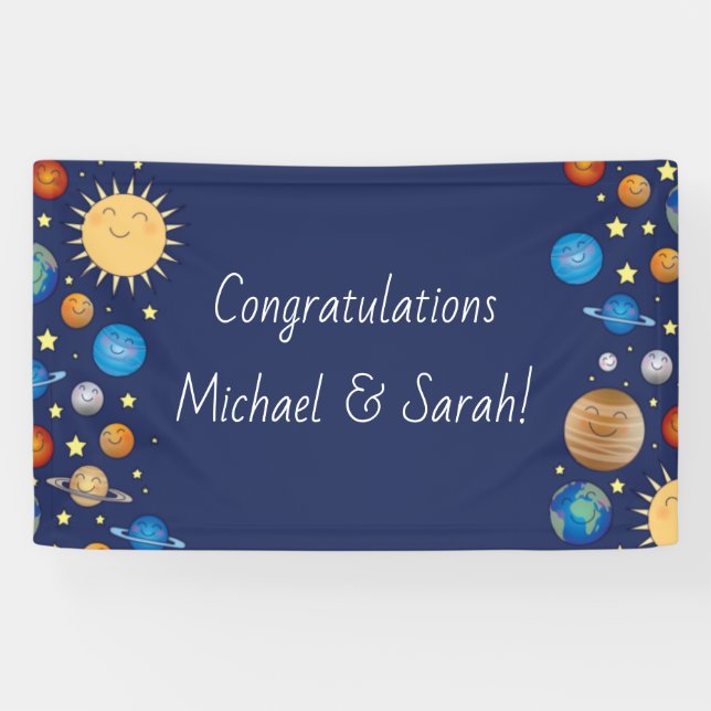 Outer Space Baby Shower Galaxy Universe Stars Banner (Horizontal)