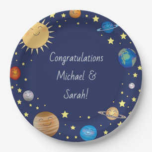 Outer Space Baby Shower Galaxy Universe Stars Paper Plate
