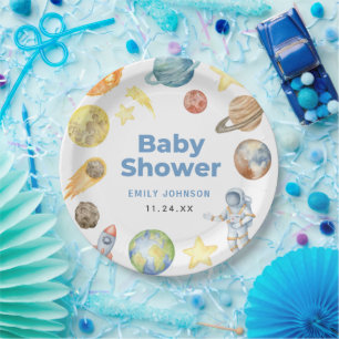 Outer Space Baby shower Paper Plate