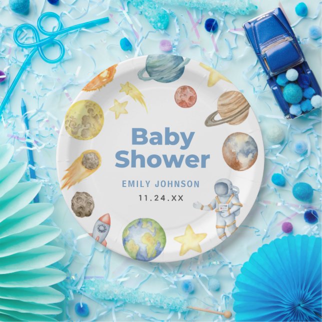 Outer Space Baby shower Paper Plate (Party)